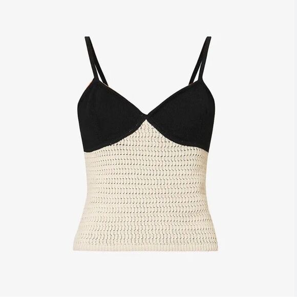 REFORMATION April V-Neck Contrast Organic Cotton Top - Picture 2 of 14